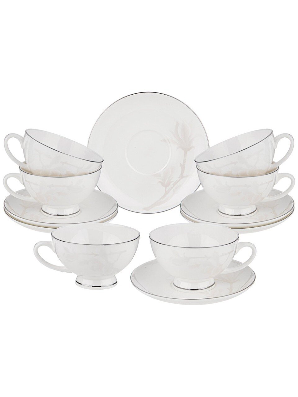 Набор чайный фарфор, 12 предметов, на 6 персон, 250 мл, Lefard, Медиссон, 440-083, подарочная упаковка