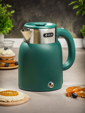 Чайник электрический Lofter, CX-K224-18G, зеленый, 1.6 л, 1500 Вт, скрытый нагревательный элемент, пластик