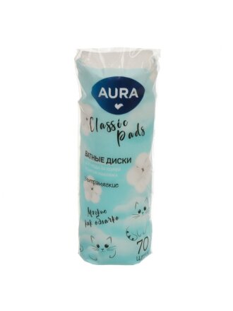 Ватные диски 70 шт, Aura, 013400