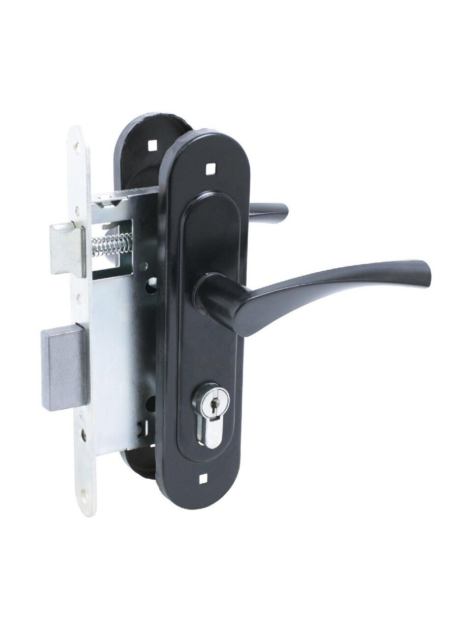 Замок врезной Птимаш, ЗВ4-3.07, 13349, ручка в комплекте, цилиндровый, черный