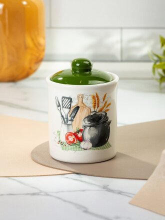 Банка для сыпучих продуктов, доломит, 0.52 л, с крышкой, Daniks, Comely