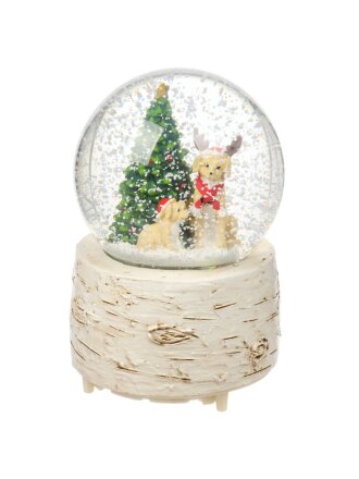 Фигурка декоративная Шар со снегом Зимние радости, 10х10х13 см, свет, музыка, батарейки 3ААА, Y4-9354