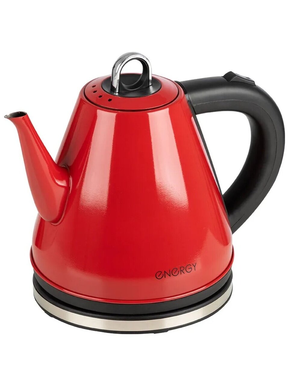 Чайник электрический Energy, E-263, красный, 1.2 л, 950 Вт, скрытый нагревательный элемент, нержавеющая сталь