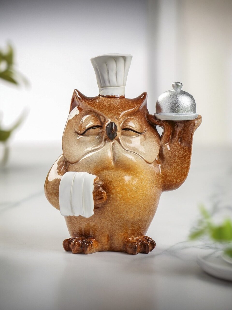 Фигурка декоративная полистоун, Совушка-повар, 11.5 см, Y4-9099