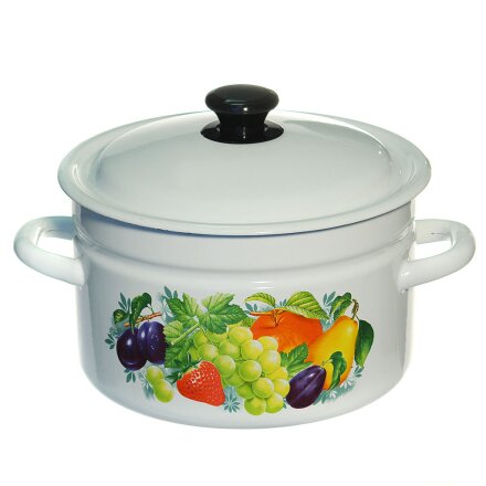 Кастрюля эмалированная сталь, 5 л, крышка сталь, цилиндрическая, Керченский металлургический завод, 41804-162/6, в ассортименте