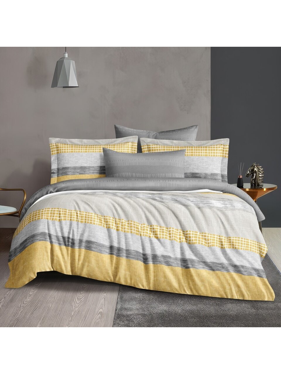 Постельное белье 2-спальное, простыня 200х220 см, 2 наволочки 70х70 см, пододеяльник 175х215 см, Silvano, сатин, Оригинальный, Мультиколор, 20/014-SLC/SLV
