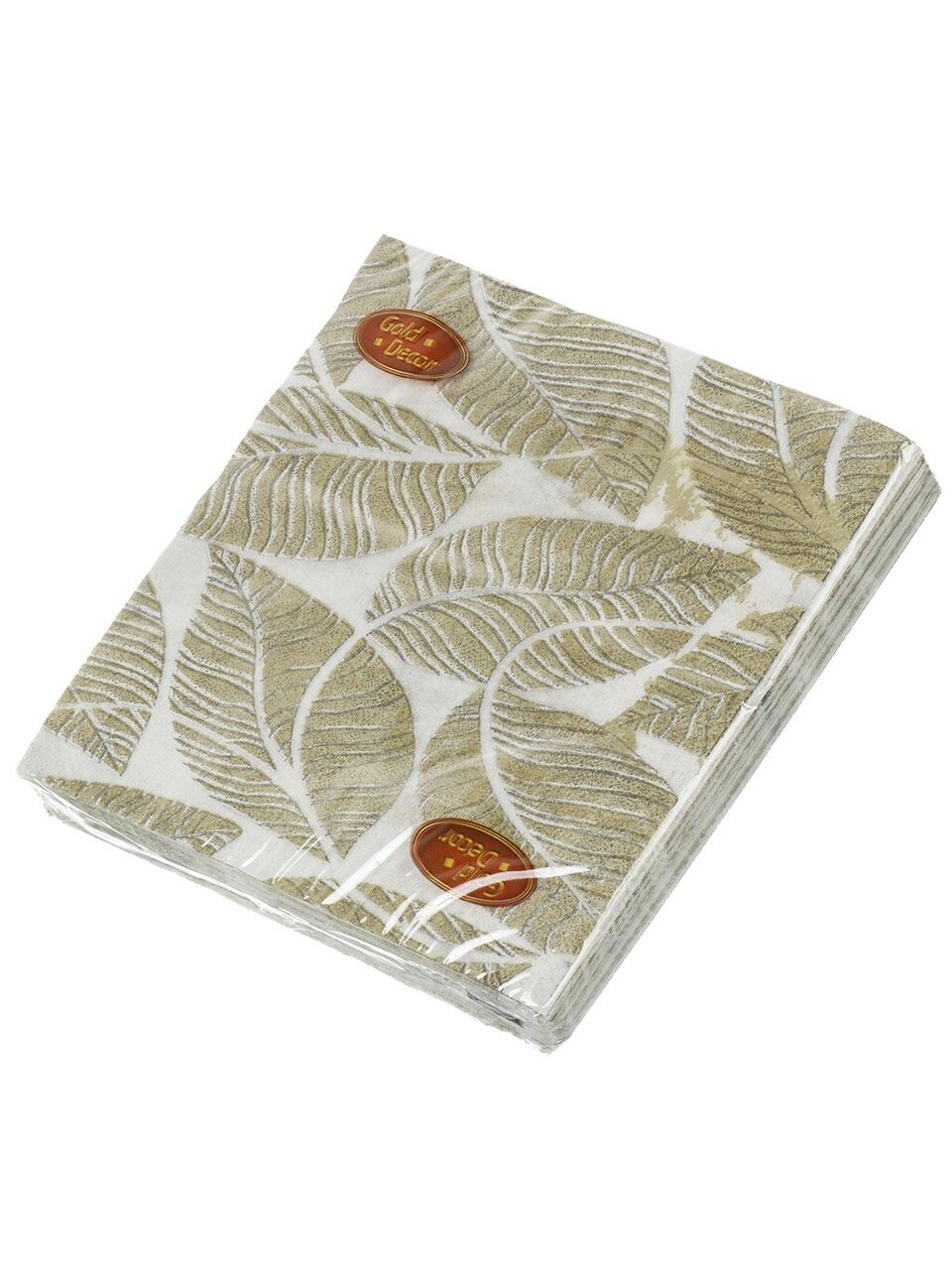 Салфетки бумажные Gold Decor, Золотые листья, 20 шт, 3 слоя, 33х33 см