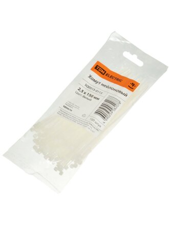 Хомут стяжной кабельный, 2.5х150 мм, нейлон, 100 шт, белый, TDM Electric, SQ0515-0113