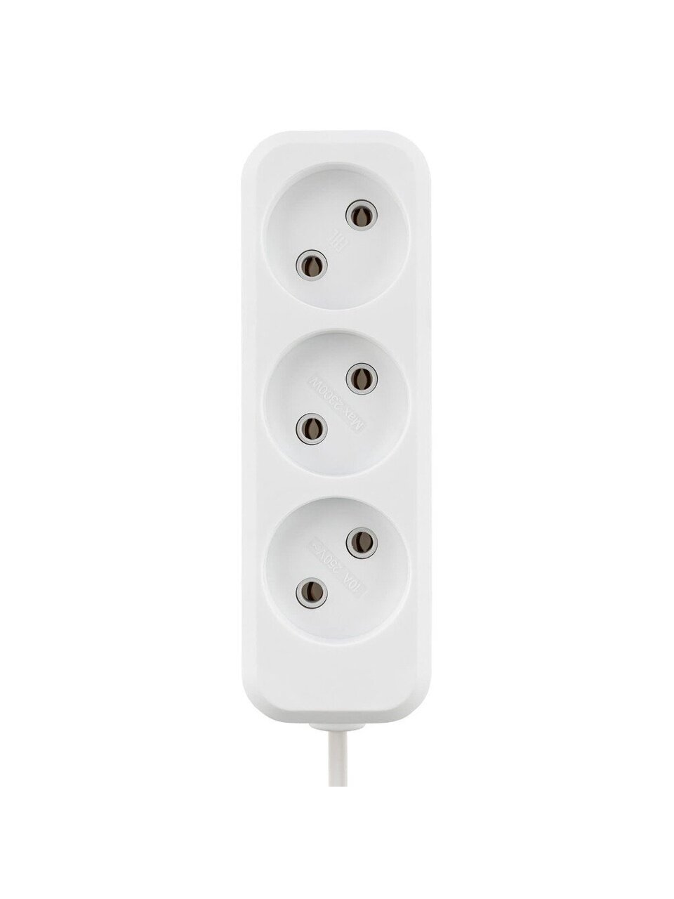 Удлинитель 3 гнезда, 5 м, без заземления, 10 А, 2300 Вт, белый, TDM Electric, Народный УН3, SQ1303-1