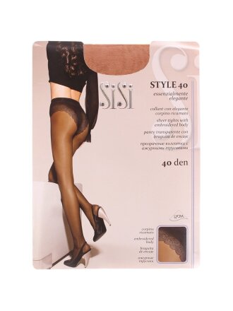 Колготки Sisi, Style, 40 DEN, р. 2, daino/загар, с ажурными трусиками и прозрачным мыском