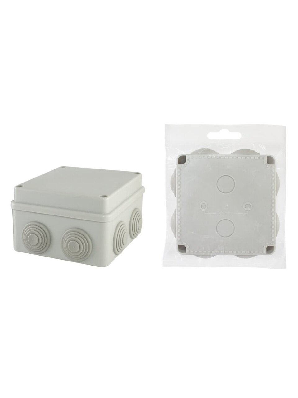 Коробка распаячная, открытая, 110х110х70 мм, TDM Electric, крышка на винтах, 8 входов, IP55, SQ1401-0114