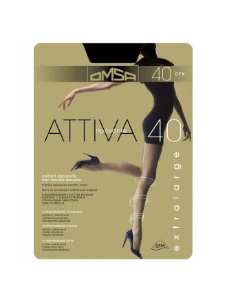 Колготки Omsa, Attiva, 40 DEN, р. 2, nero/черные, шортики, с укрепленным мыском