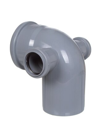 Уголок с отводом канализационный 110х50х50 мм, 90 °, левый+правый, РосТурПласт, 36682