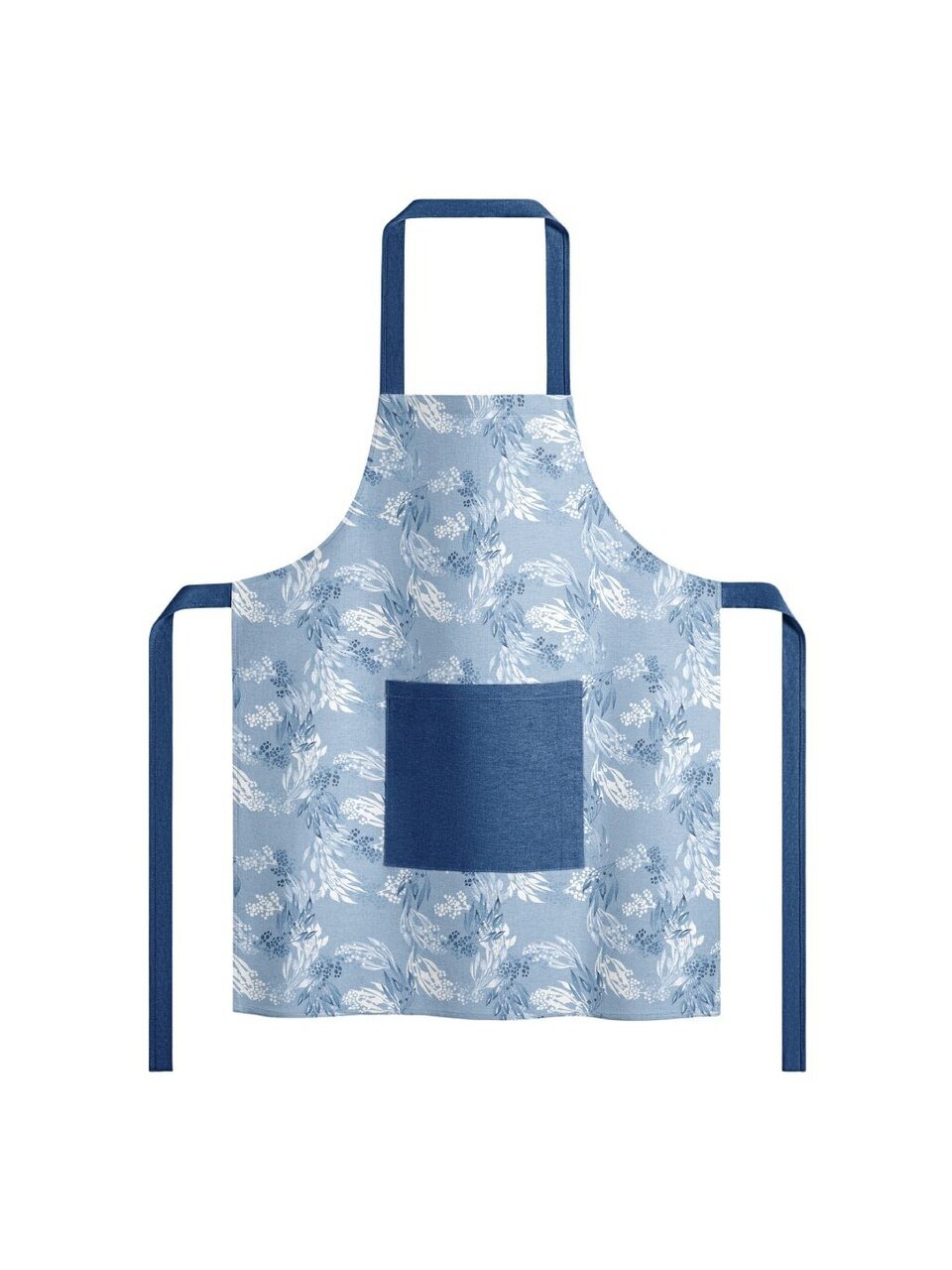 Фартук 60х80 см, 100% хлопок, рогожка набивная, с карманом, Guten Morgen, Лазурь