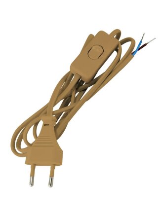 Шнур с выключателем и плоской вилкой, TDM Electric, ШУ01В, ШВВП, 2 жилы, 2х0.75 мм², 2 м, SQ1305-0003