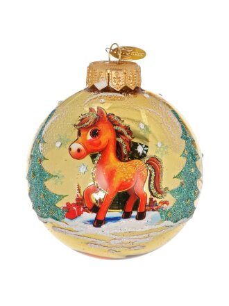 Елочный шар Лошадка игривая 1, 8 см, стекло, КУ-80-254023/1