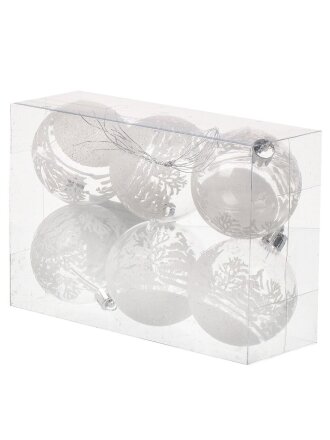 Набор елочных украшений 6 шт, белый, 6 см, SYQB3-0123078