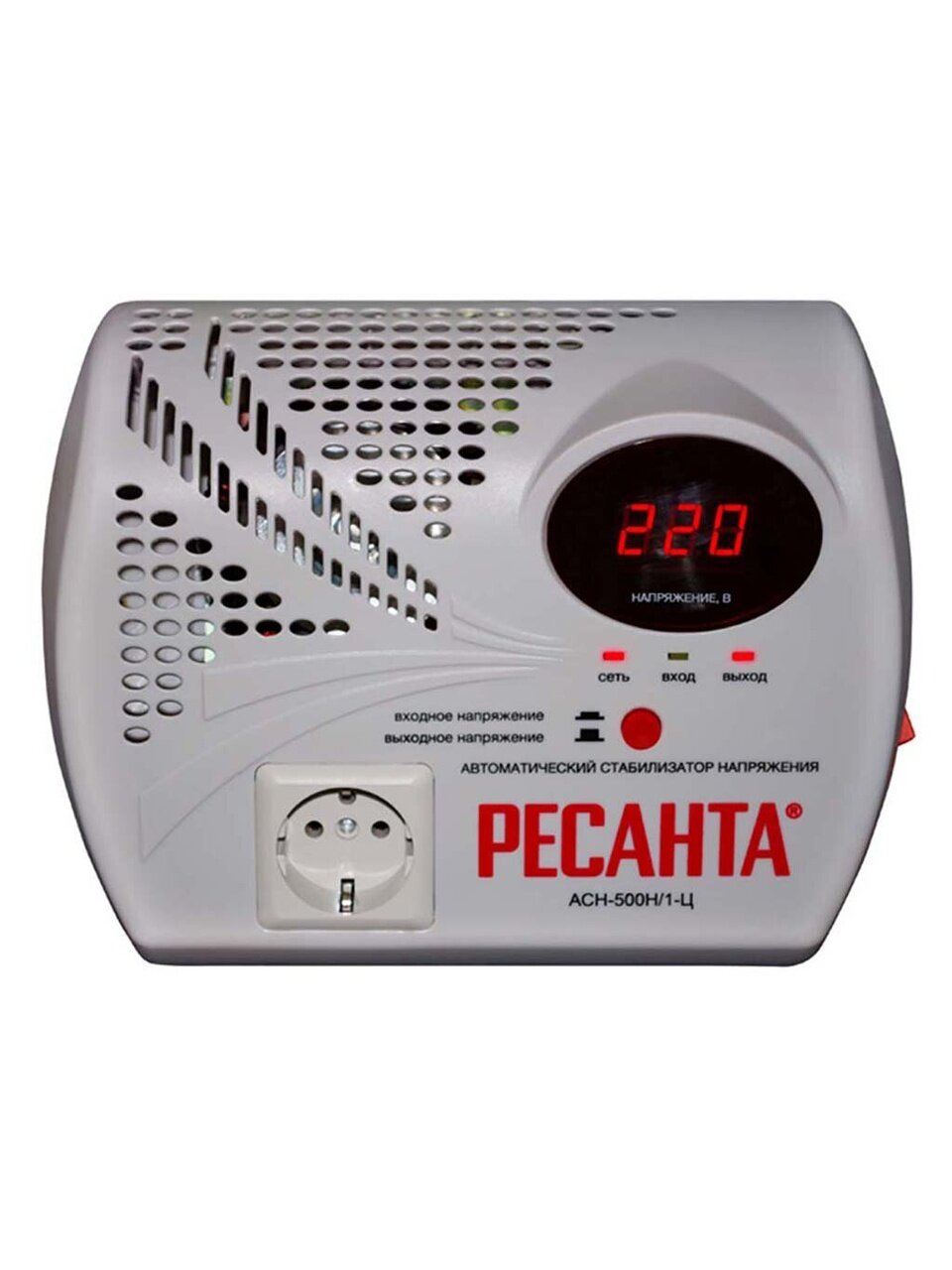 Стабилизатор напряжения Ресанта, 500 Н/1-Ц, 0.5 кВт, 140-260 В, 63/6/9