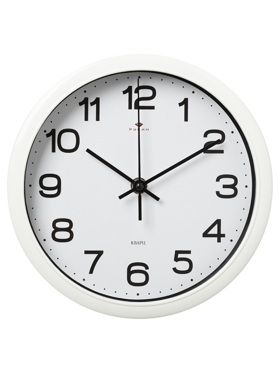 Часы настенные, кварцевые, 22 см, корпус белый, круглые, Рубин, Классика, 2222-344