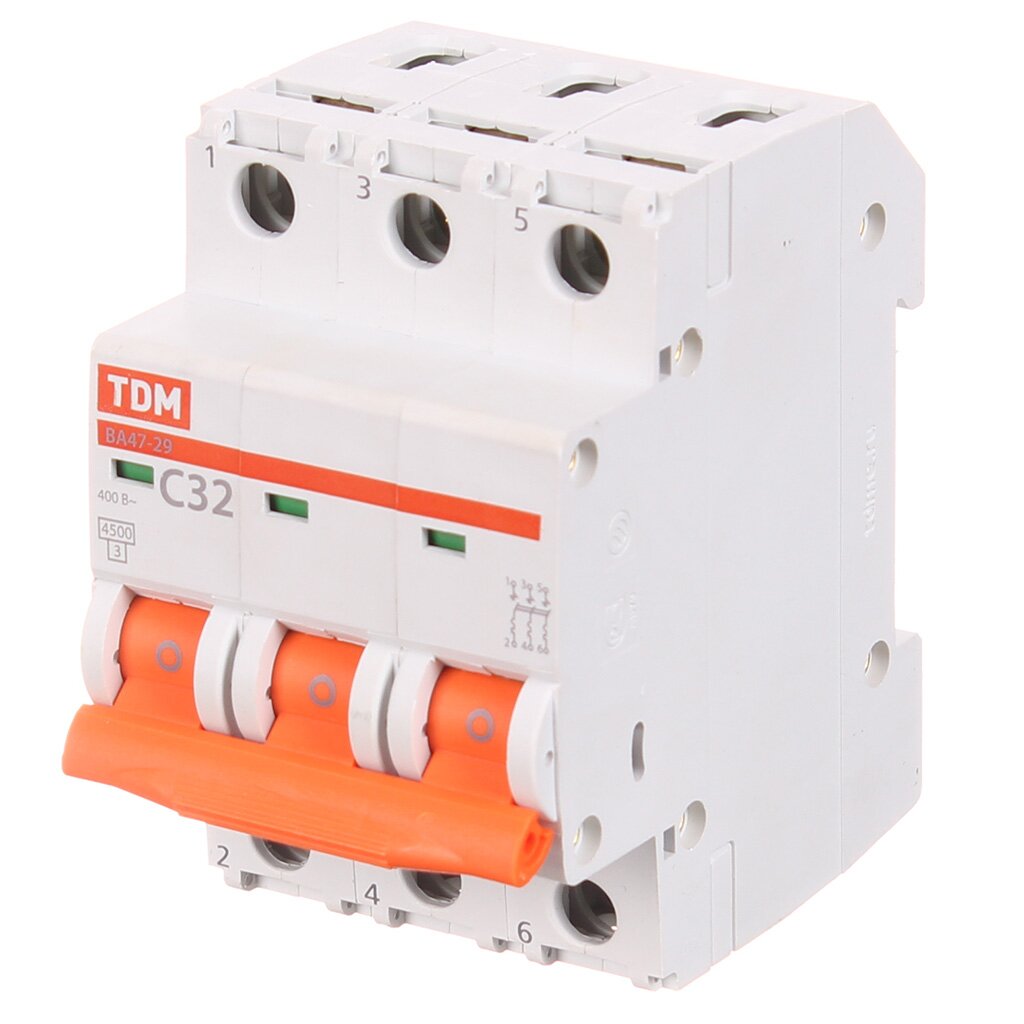 Автоматический выключатель TDM Electric, ВА47-29, 3 полюса, 32, 4.5 кА, С, SQ0206-0112