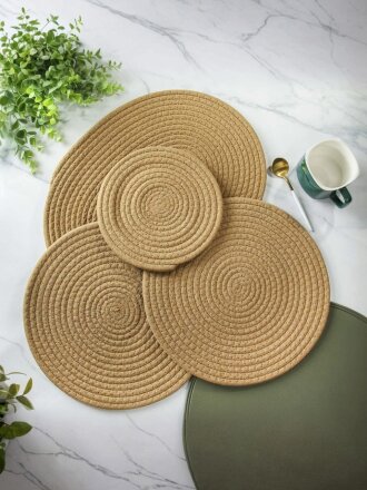 Набор салфеток овальный, 4 шт, 1 шт овал-40х30, 2 шт-30 см, 1 шт-20 см, Y4-8692