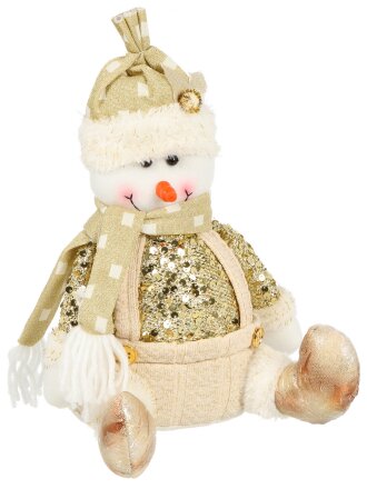 Фигурка декоративная текстиль, Снеговик, 30 см, золото, Y4-9370
