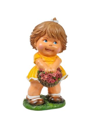 Фигурка садовая Девочка с корзиной цветов, 48 см, полистоун, F506