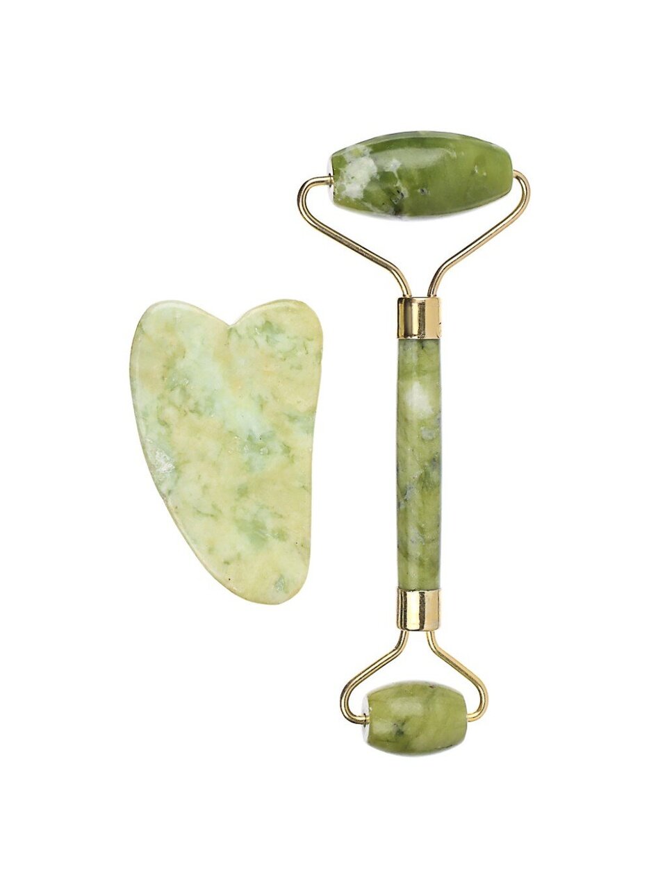 Массажер для лица металл, мыльный камень, 14х5.5 см, скребок гуаша 7х4.4 см, ЮниLook, 357-219