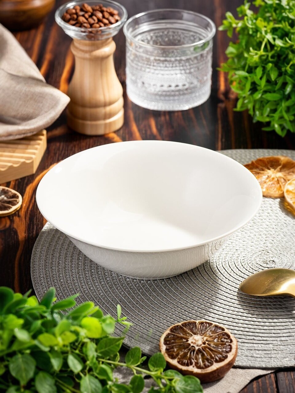 Салатник керамика, круглый, 18х5 см, 0.6 л, Белый, Daniks