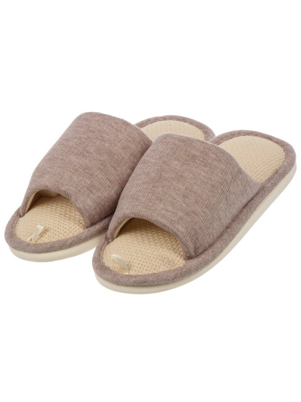 Тапки для женщин, серо-коричневые, р. 40-41, вязаные, открытые, A210338