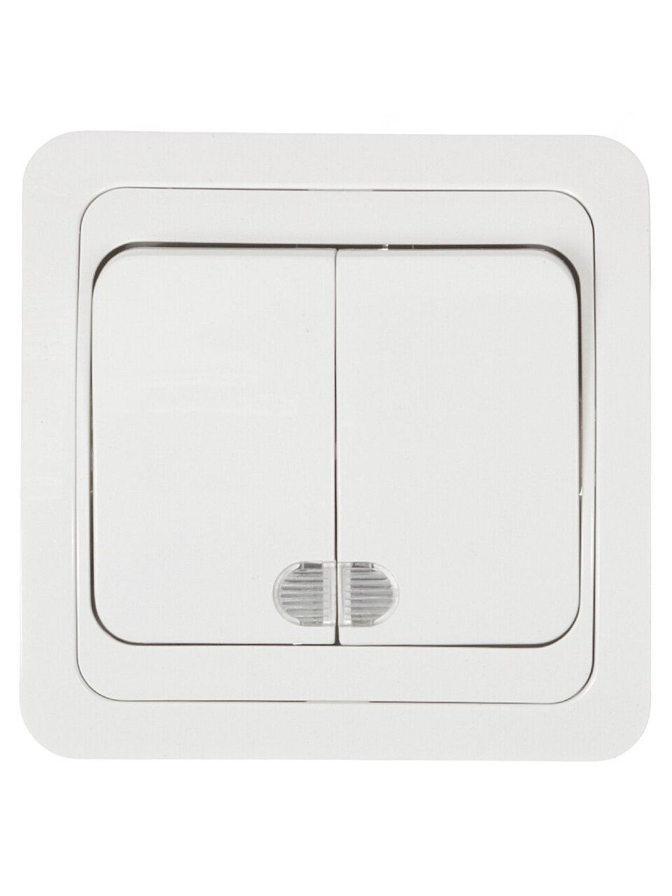 Выключатель скрытой установки, двухклавишный, без заземления, 10 А, подсветка, белый, TDM Electric, Валдай, SQ1804-0006