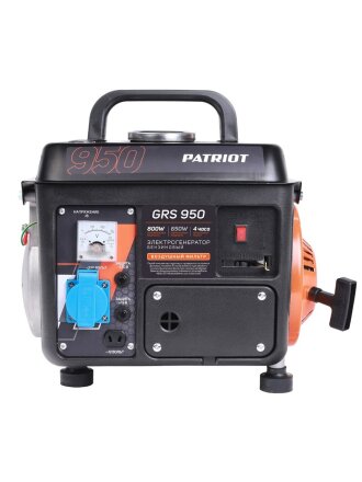 Генератор бензиновый, Patriot, GRS 950, 0.8 кВт, двухтактный, 2 л.с., 16 А, выход 12 В, ручной стартер, 476102219