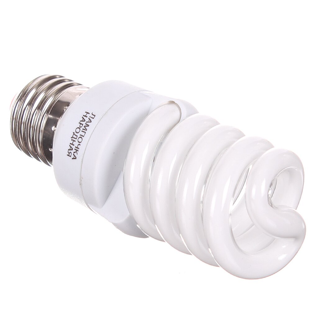 Лампа энергосберегающая E27, 15 Вт, свет теплый белый, TDM Electric, Народная НЛ-FSТ2, SQ0347-0008