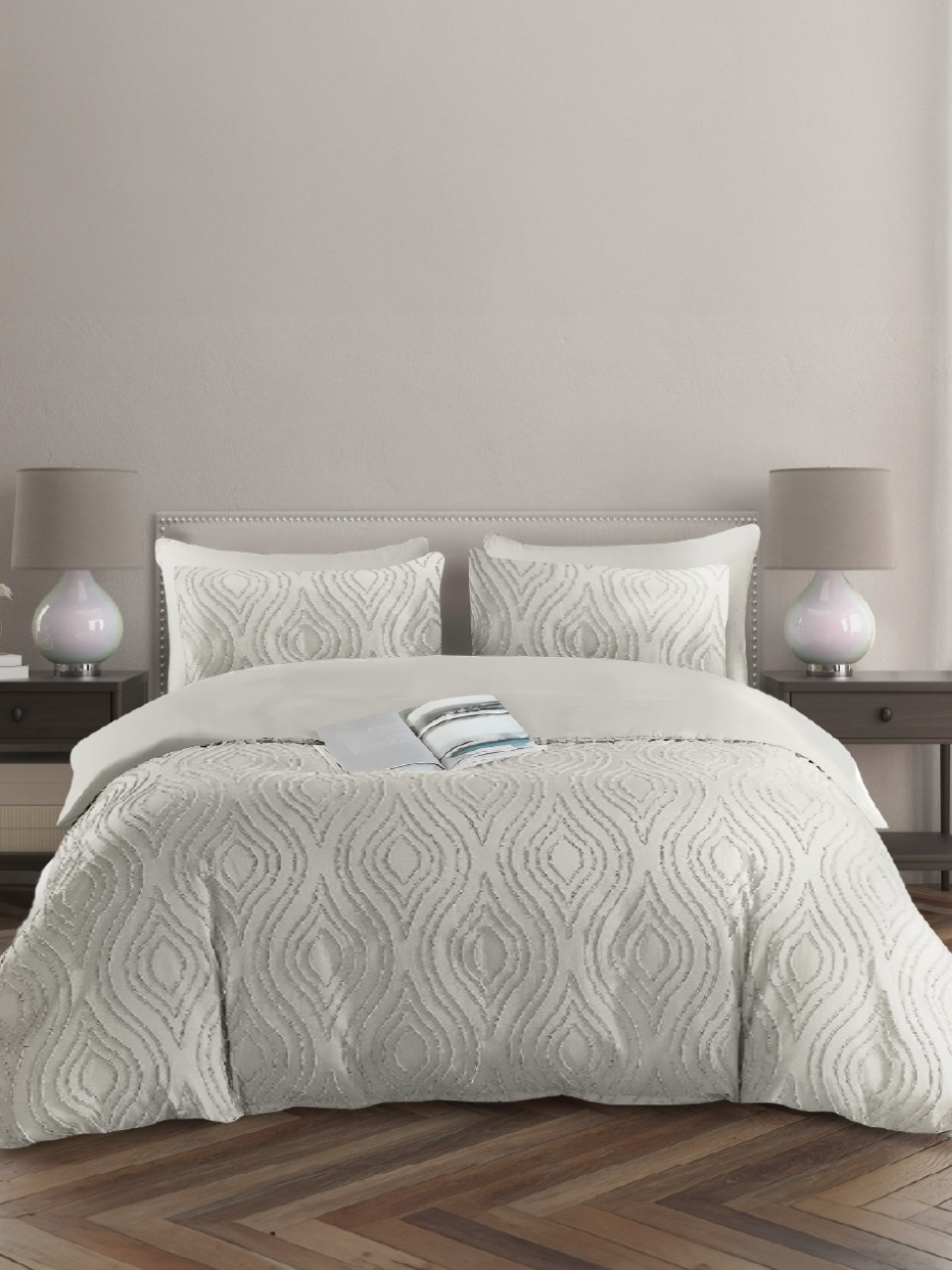 Постельное белье 2-спальное, простыня 180х216 см, 2 наволочки 50х70 см, пододеяльник 175х215 см, ART for Home, полисатин, Стриж жаккард, Овал 14-4500