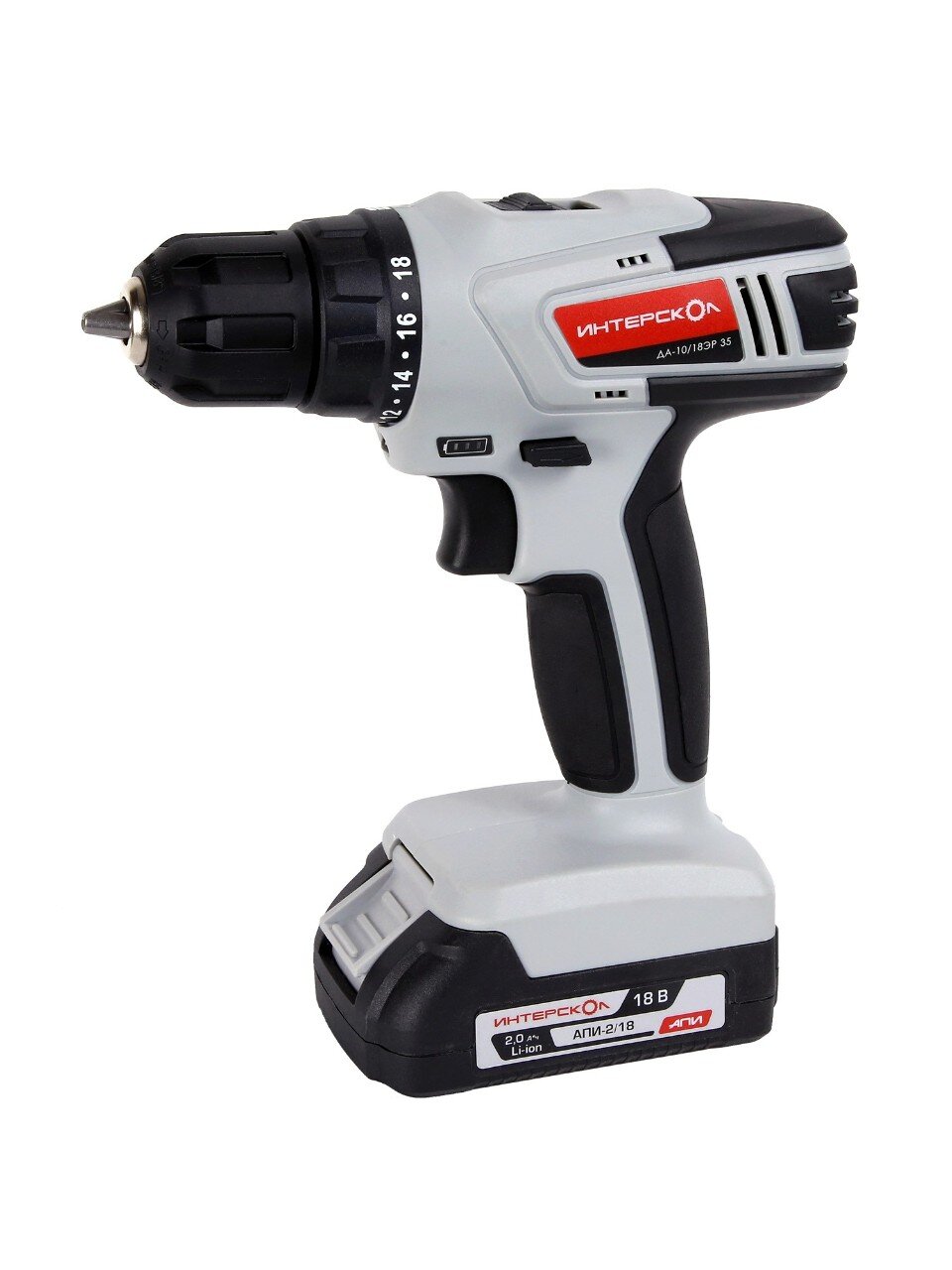 Дрель-шуруповерт аккумуляторный, Интерскол, ДА-10/18ЭР, 18 В, 1АКБ+ЗУ, экокейс