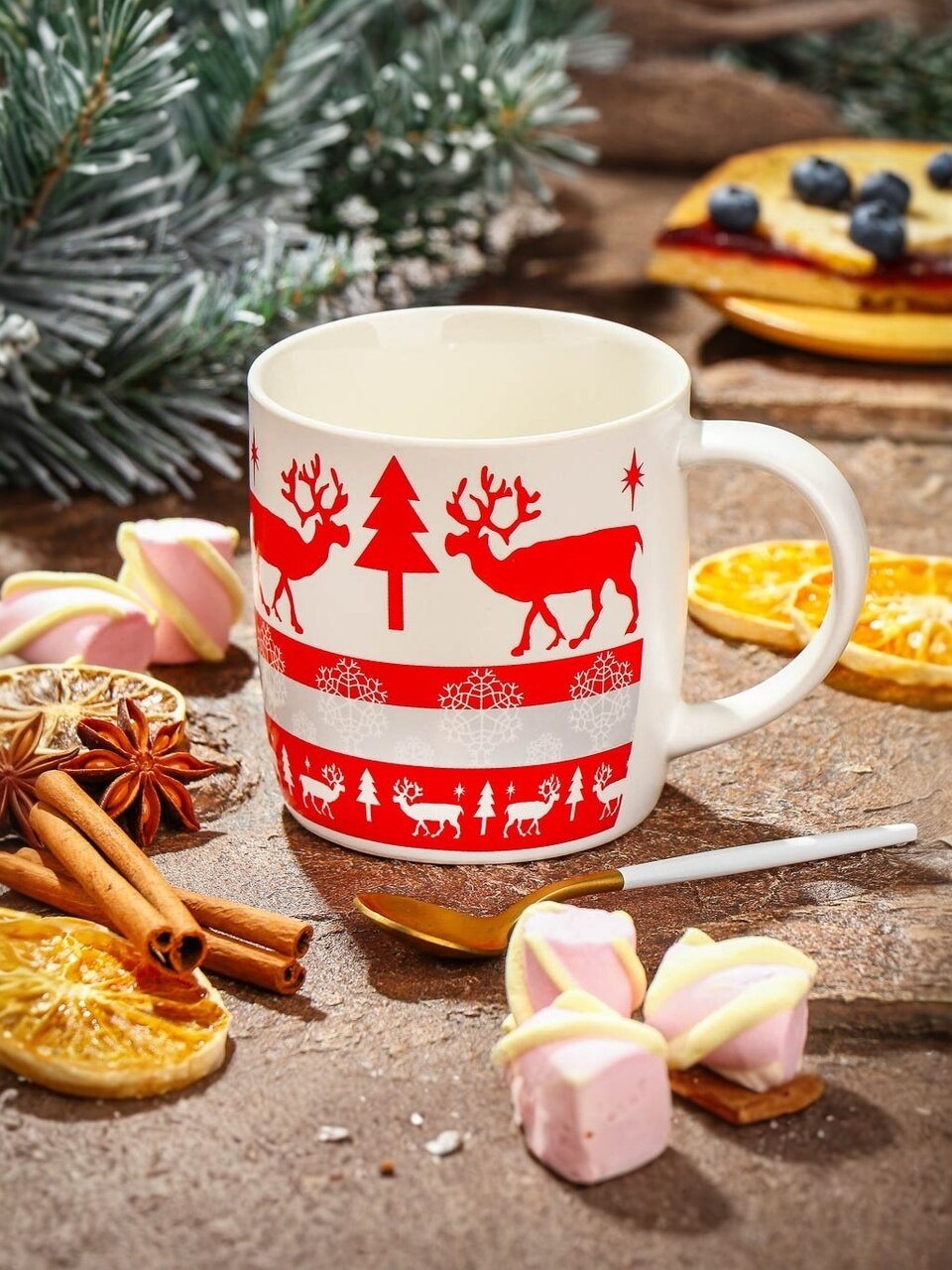 Кружка керамика, 330 мл, Олени, Y4-7509, в ассортименте