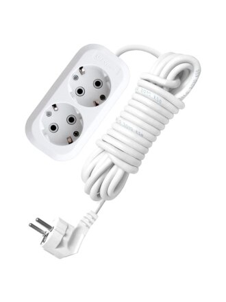 Удлинитель бытовой 2 гнезда, 2 м, ПВС, 3х1 мм², с заземлением, UNIVersal, E-302