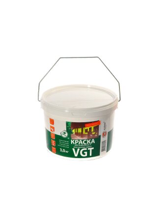 Краска водно-дисперсионная, VGT, акриловая, универсальная, моющаяся, влагостойкая, матовая, белоснежная, 3 кг