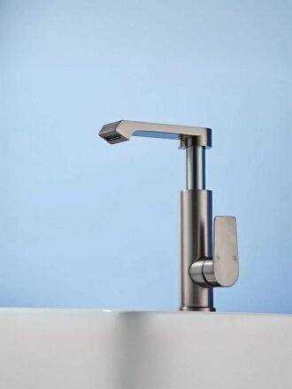 Смеситель для раковины, Эверест, с картриджем, серый графит, B10-14TL