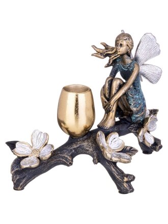 Подсвечник декоративный полистоун, 1 свеча, 18х9х13.5 см, Фея, 154-635