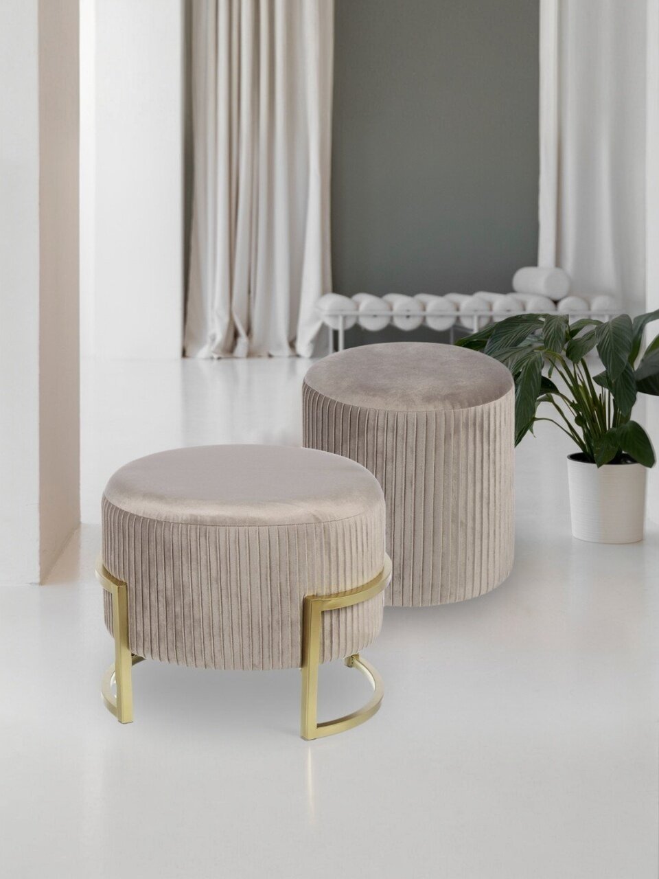 Пуф 42х42х31 см, велюр, до 110 кг, круглый, трансформер, коричневый, Элит, L030005