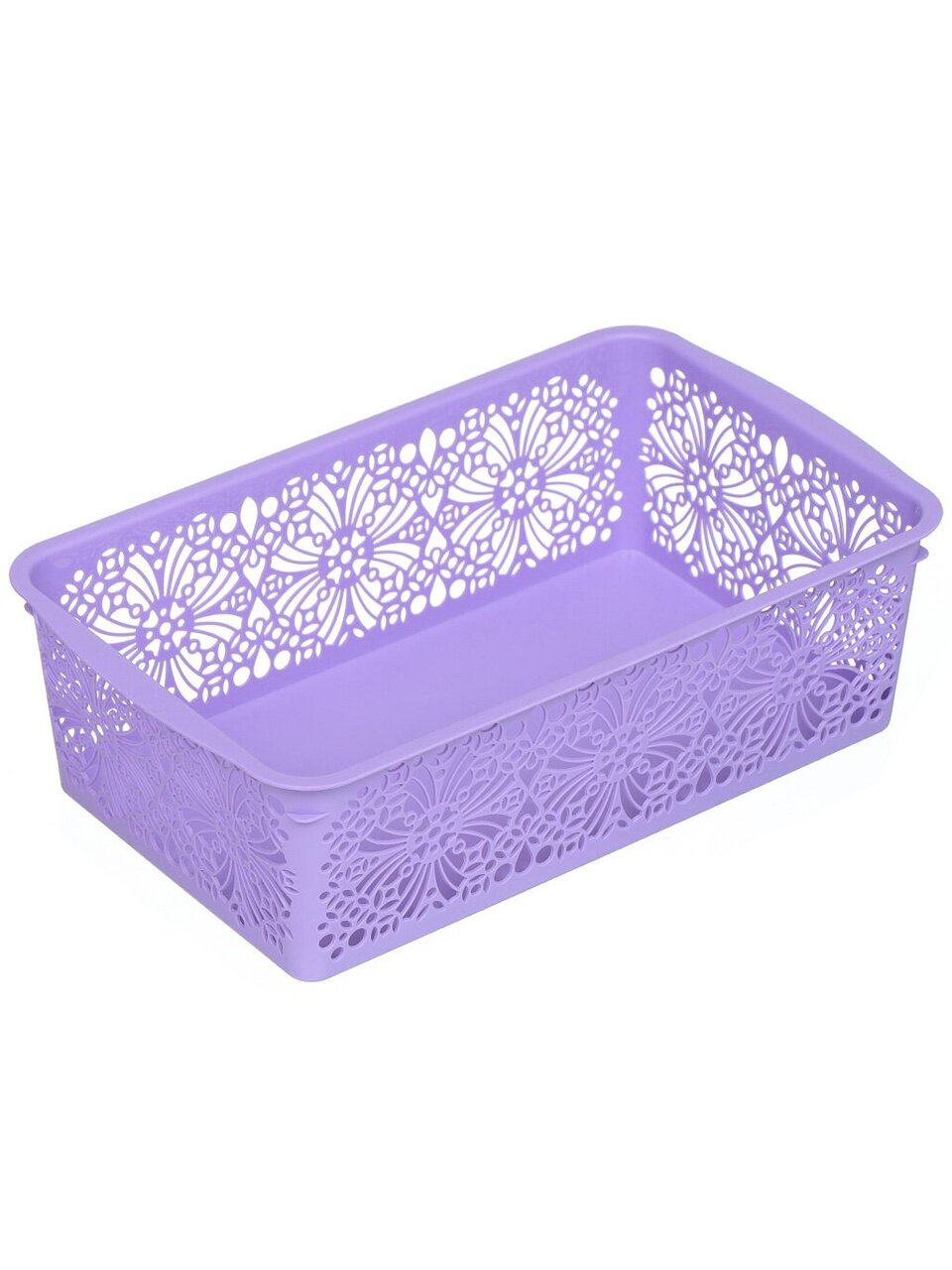 Корзина 25х15х7.5 см, прямоугольная, пластик, в ассортименте, Бытпласт, Floral, С12875
