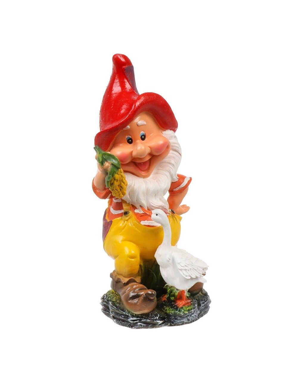 Фигурка садовая Гномик кормит уточку, 19х23х43 см, полистоун, f856