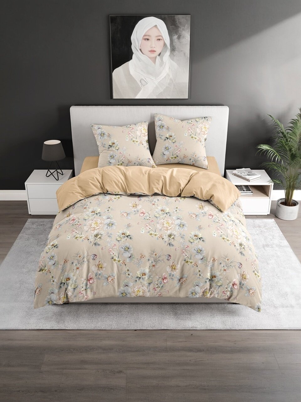 Постельное белье 2-спальное, простыня 215х220 см, пододеяльник 175х215 см, Bravo, поплин, Нари