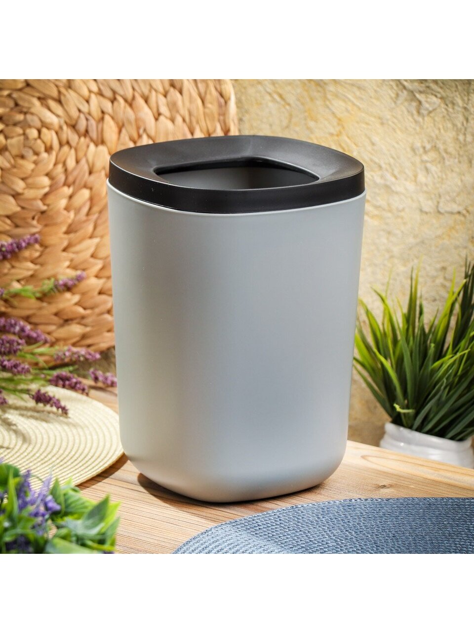 Ведро для мусора пластик, 6 л, квадратное, серое, Y6-10730