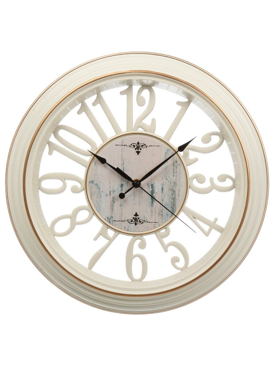 Часы настенные, 40 см, круглые, стекло, пластик, белые, A250052