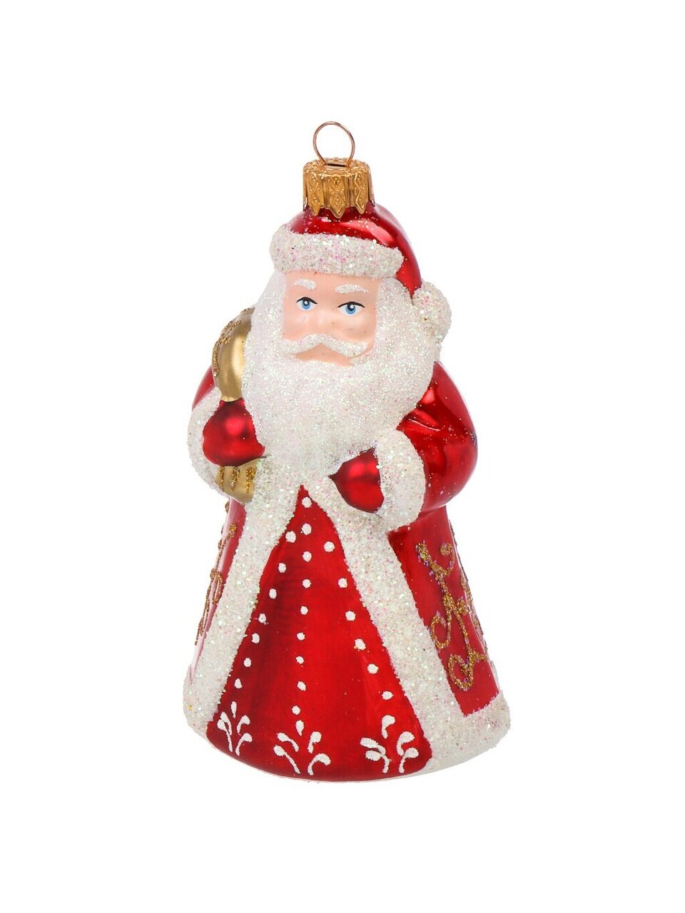 Елочное украшение Дед Мороз большой, 14 см, стекло, ФУ-601