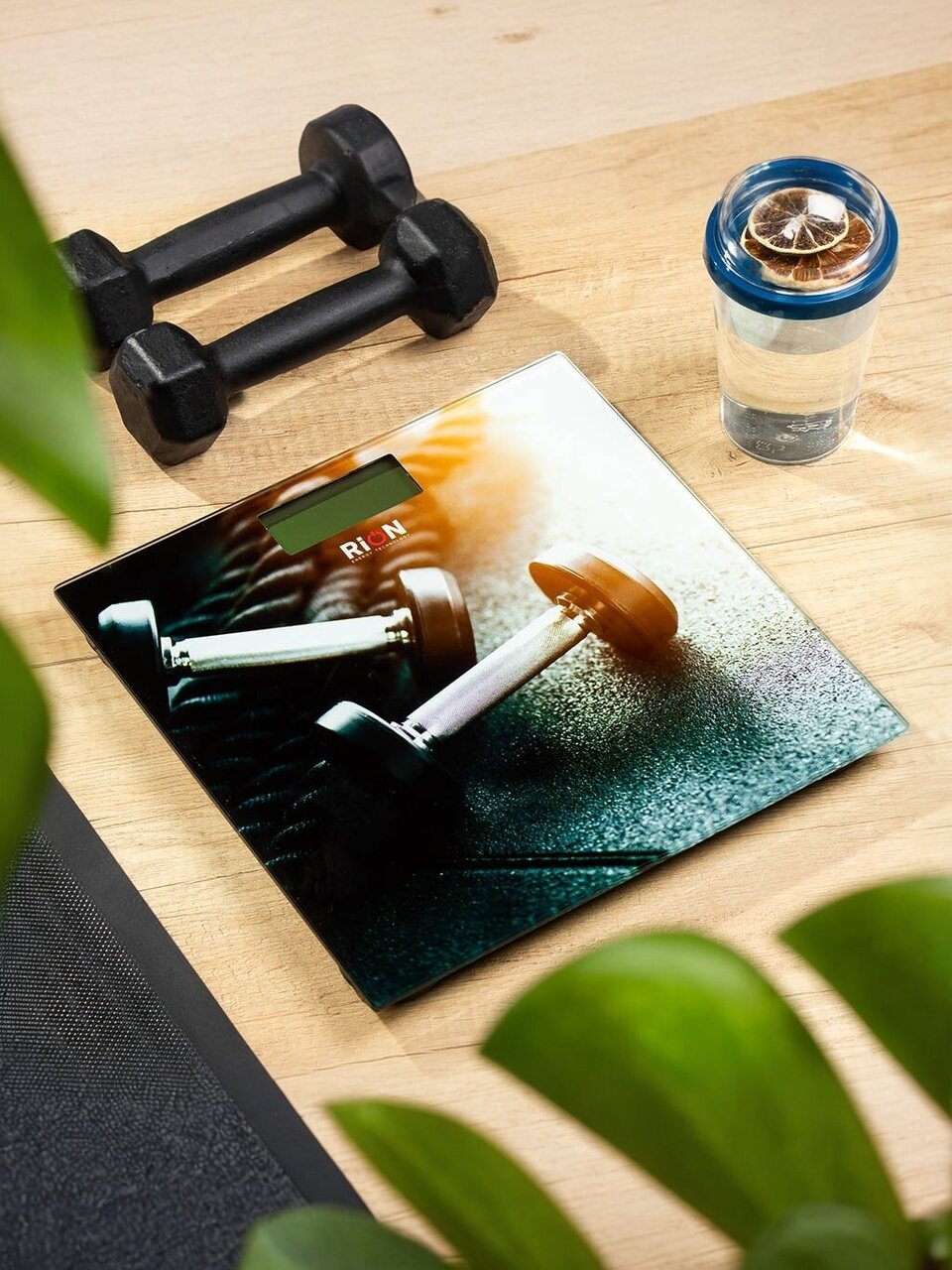 Весы напольные электронные, Rion, Спорт PT-973, стекло закаленное, до 180 кг, 28х28 см, LCD-дисплей