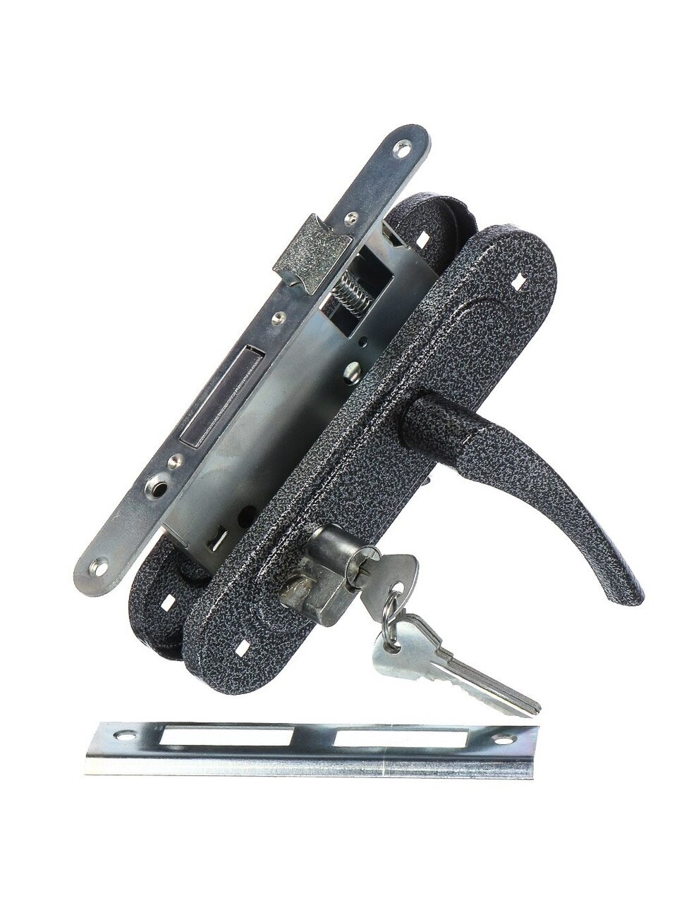 Замок врезной Птимаш, ЗВ4-3.07 (ЗВ4), 9 672, ручка в комплекте, цилиндровый, универсальный, серебро