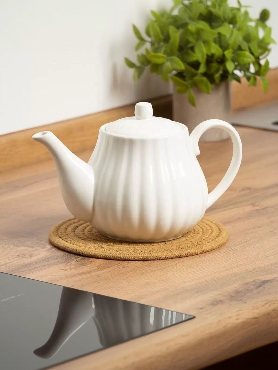 Чайник керамика, 0.9 л, Облако, Y4-9049, белый